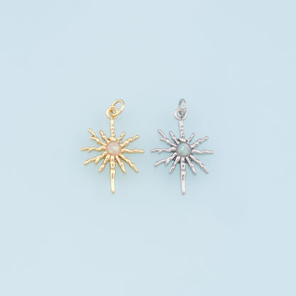 Gold Star Charms,18K Gold Filled Starburst Pendant,North Star Charm Bracelet Necklace for DIY Jewelry Making Supply