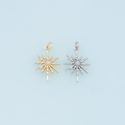 Gold Star Charms,18K Gold Filled Starburst Pendant,North Star Charm Bracelet Necklace for DIY Jewelry Making Supply