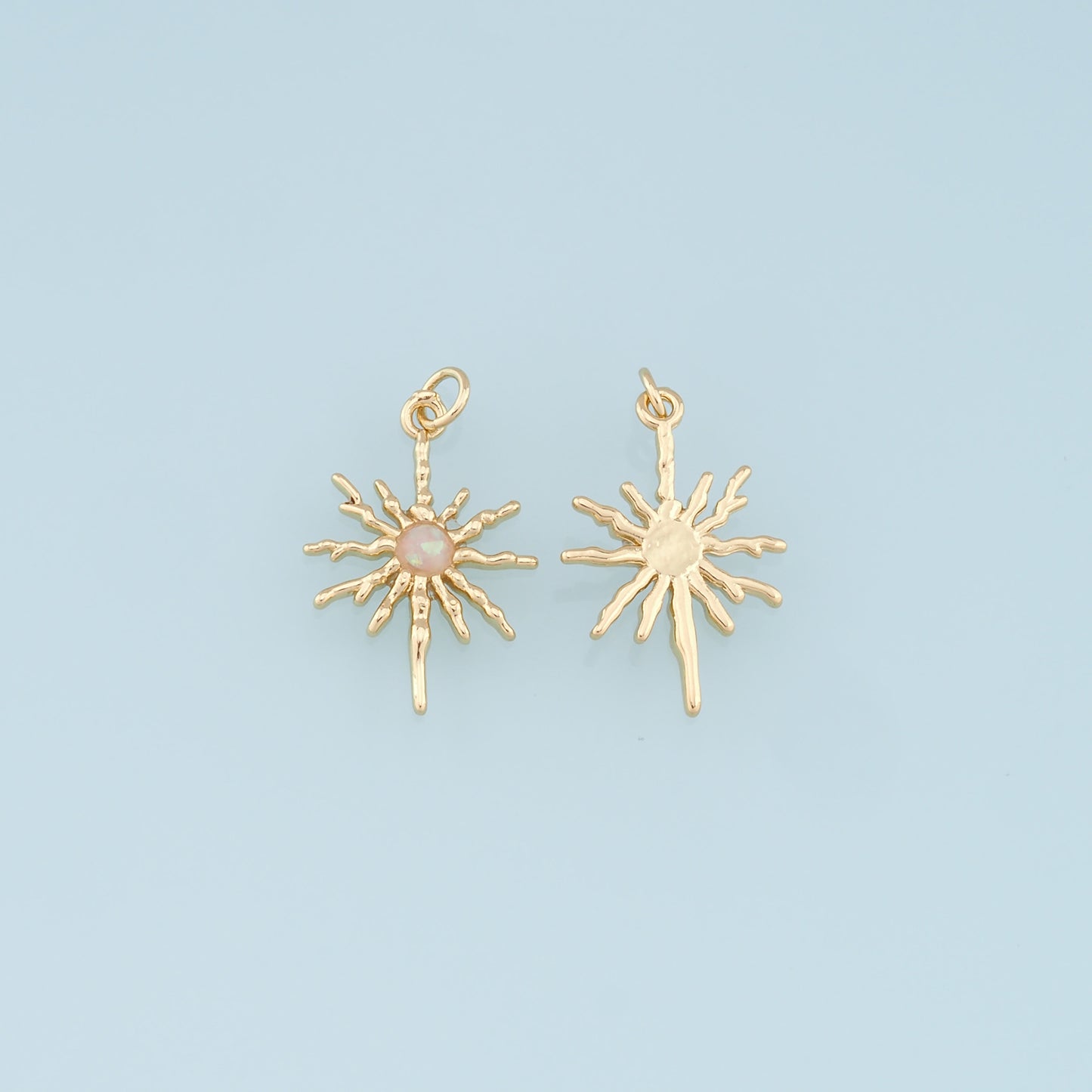 Gold Star Charms,18K Gold Filled Starburst Pendant,North Star Charm Bracelet Necklace for DIY Jewelry Making Supply