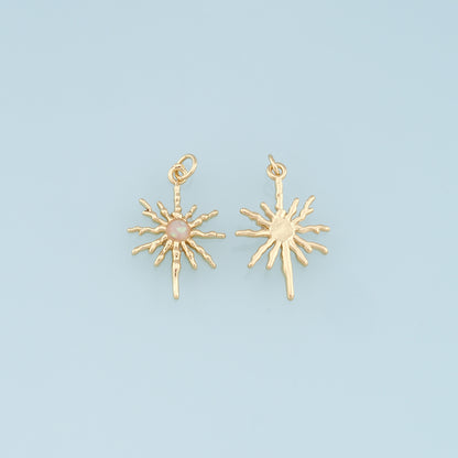 Gold Star Charms,18K Gold Filled Starburst Pendant,North Star Charm Bracelet Necklace for DIY Jewelry Making Supply