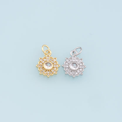 Gold Daisy Charms,18K Gold Filled Daisy Pendant,Daisy Charm Bracelet Necklace for DIY Jewelry Making Supply
