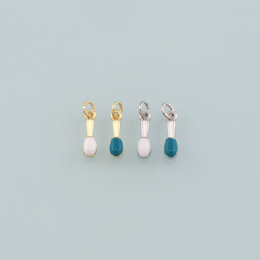 Gold Tableware Charms,18K Gold Filled Spoon Pendant,Enamel Spoon  Charm Bracelet Necklace for DIY Jewelry Making Supply