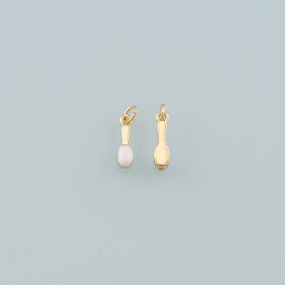Gold Tableware Charms,18K Gold Filled Spoon Pendant,Enamel Spoon  Charm Bracelet Necklace for DIY Jewelry Making Supply