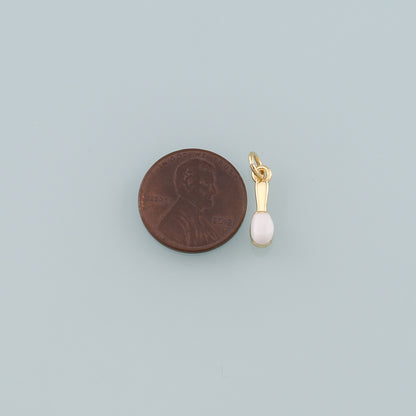 Gold Tableware Charms,18K Gold Filled Spoon Pendant,Enamel Spoon  Charm Bracelet Necklace for DIY Jewelry Making Supply