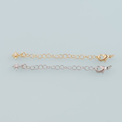 18K Gold Filled Star Chain Extender for Necklace Bracelet Supply Component Findings Extenders Lobster Claw Clasps with Gold Extender Chain