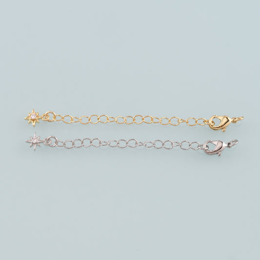 18K Gold Filled Star Chain Extender for Necklace Bracelet Supply Component Findings Extenders Lobster Claw Clasps with Gold Extender Chain