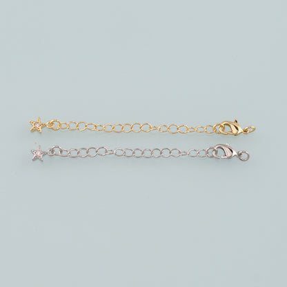 18K Gold Filled Star Chain Extender for Necklace Bracelet Supply Component Findings Extenders Lobster Claw Clasps with Gold Extender Chain
