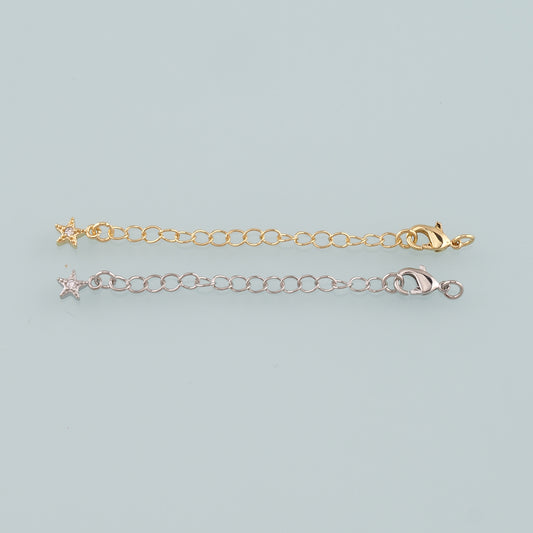18K Gold Filled Star Chain Extender for Necklace Bracelet Supply Component Findings Extenders Lobster Claw Clasps with Gold Extender Chain