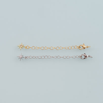18K Gold Filled Star Chain Extender for Necklace Bracelet Supply Component Findings Extenders Lobster Claw Clasps with Gold Extender Chain