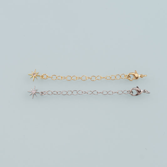 18K Gold Filled Star Chain Extender for Necklace Bracelet Supply Component Findings Extenders Lobster Claw Clasps with Gold Extender Chain