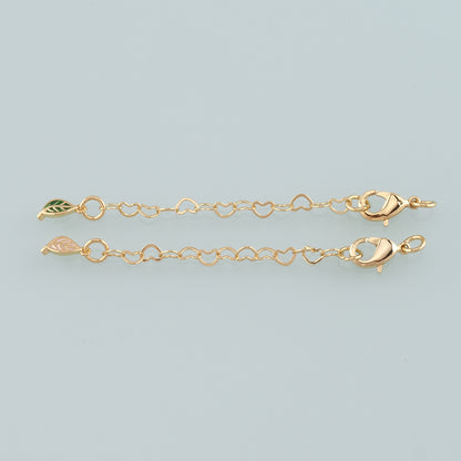 18K Gold Filled Leaf Chain Extender for Necklace Bracelet Supply Component Findings Extenders Lobster Claw Clasps with Gold Extender Chain