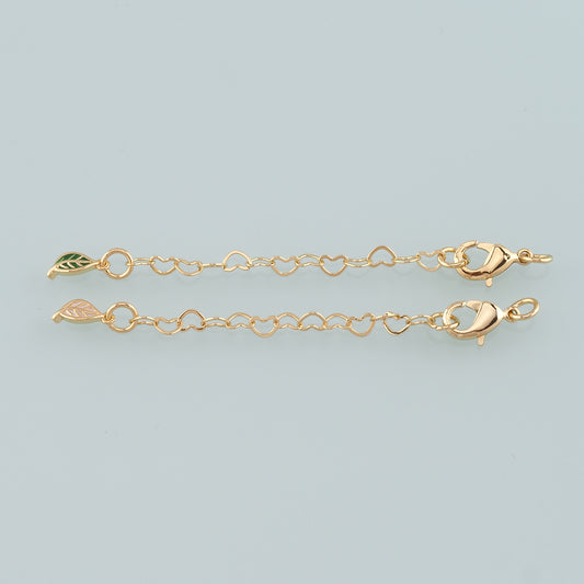 18K Gold Filled Leaf Chain Extender for Necklace Bracelet Supply Component Findings Extenders Lobster Claw Clasps with Gold Extender Chain