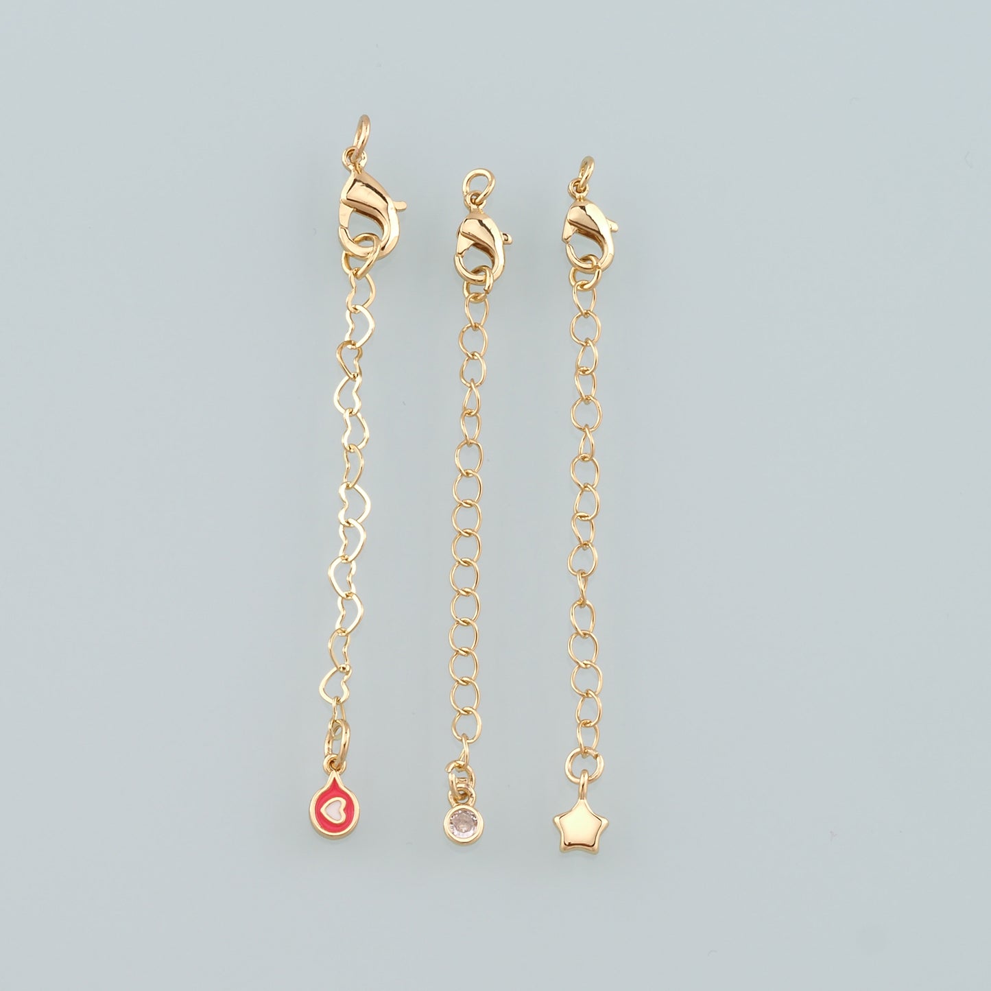 18K Gold Filled Chain Extender for Necklace Bracelet Supply Component Findings Extenders Lobster Claw Clasps with Gold Extender Chain