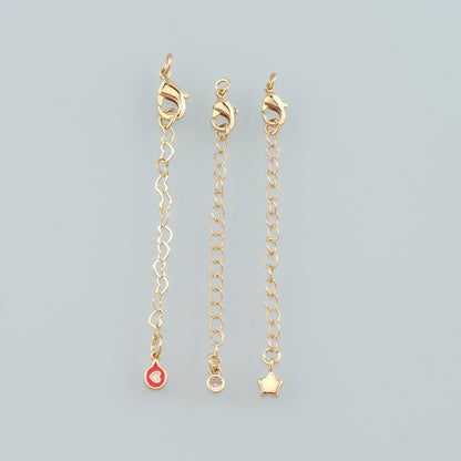 18K Gold Filled Chain Extender for Necklace Bracelet Supply Component Findings Extenders Lobster Claw Clasps with Gold Extender Chain
