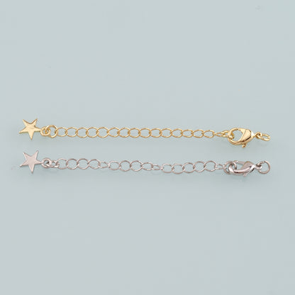 18K Gold Filled Star Chain Extender for Necklace Bracelet Supply Component Findings Extenders Lobster Claw Clasps with Gold Extender Chain