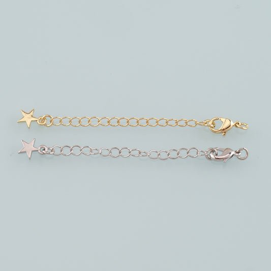 18K Gold Filled Star Chain Extender for Necklace Bracelet Supply Component Findings Extenders Lobster Claw Clasps with Gold Extender Chain