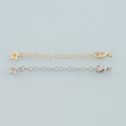 18K Gold Filled Star Chain Extender for Necklace Bracelet Supply Component Findings Extenders Lobster Claw Clasps with Gold Extender Chain