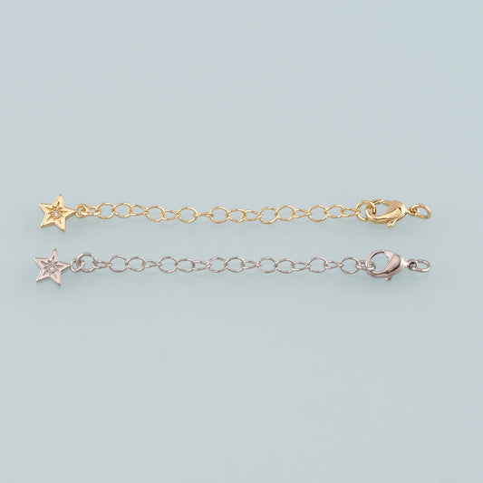 18K Gold Filled Star Chain Extender for Necklace Bracelet Supply Component Findings Extenders Lobster Claw Clasps with Gold Extender Chain