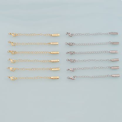 18K Gold Filled Chain Extender for Necklace Bracelet Supply Component Findings Extenders Lobster Claw Clasps with Gold Extender Chain