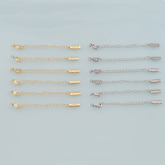 18K Gold Filled Chain Extender for Necklace Bracelet Supply Component Findings Extenders Lobster Claw Clasps with Gold Extender Chain