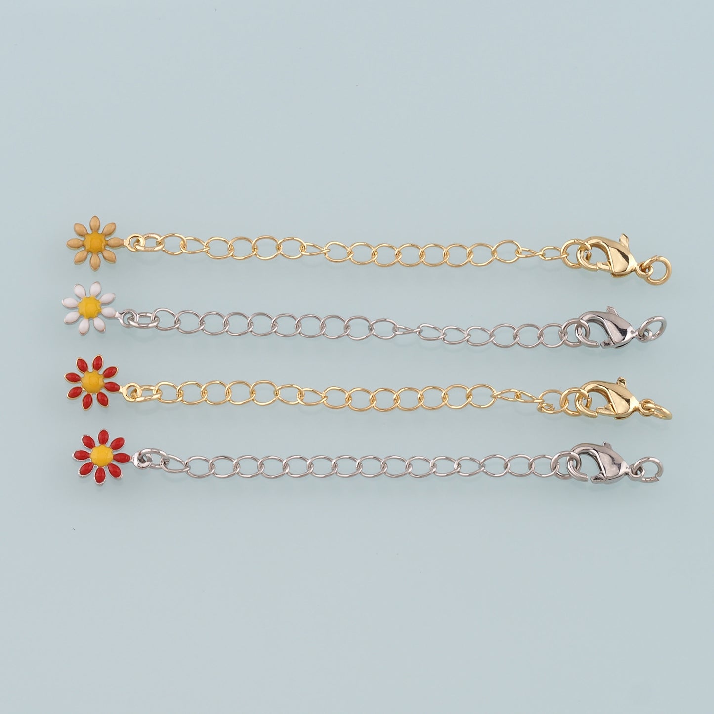 18K Gold Filled Flower Chain Extender for Necklace Bracelet Supply Component Findings Extenders Lobster Claw Clasps with Gold Extender Chain