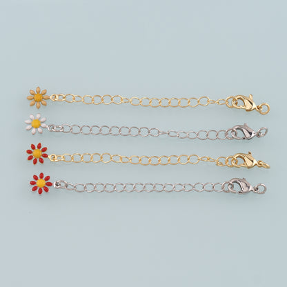 18K Gold Filled Flower Chain Extender for Necklace Bracelet Supply Component Findings Extenders Lobster Claw Clasps with Gold Extender Chain
