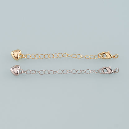 18K Gold Filled Heart Chain Extender for Necklace Bracelet Supply Component Findings Extenders Lobster Claw Clasps with Gold Extender Chain