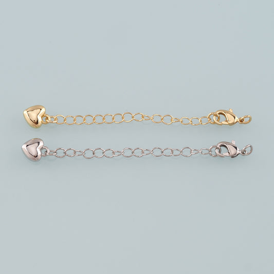 18K Gold Filled Heart Chain Extender for Necklace Bracelet Supply Component Findings Extenders Lobster Claw Clasps with Gold Extender Chain