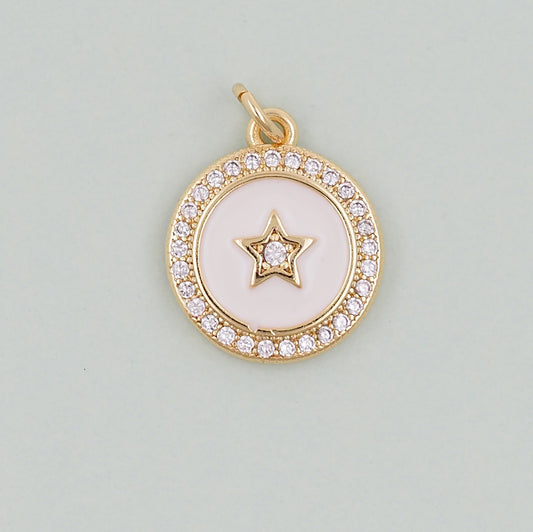 18K Gold Filled Star Pendant,CZ Micro Pave Star Charm Bracelet Necklace for DIY Jewelry Making Supply