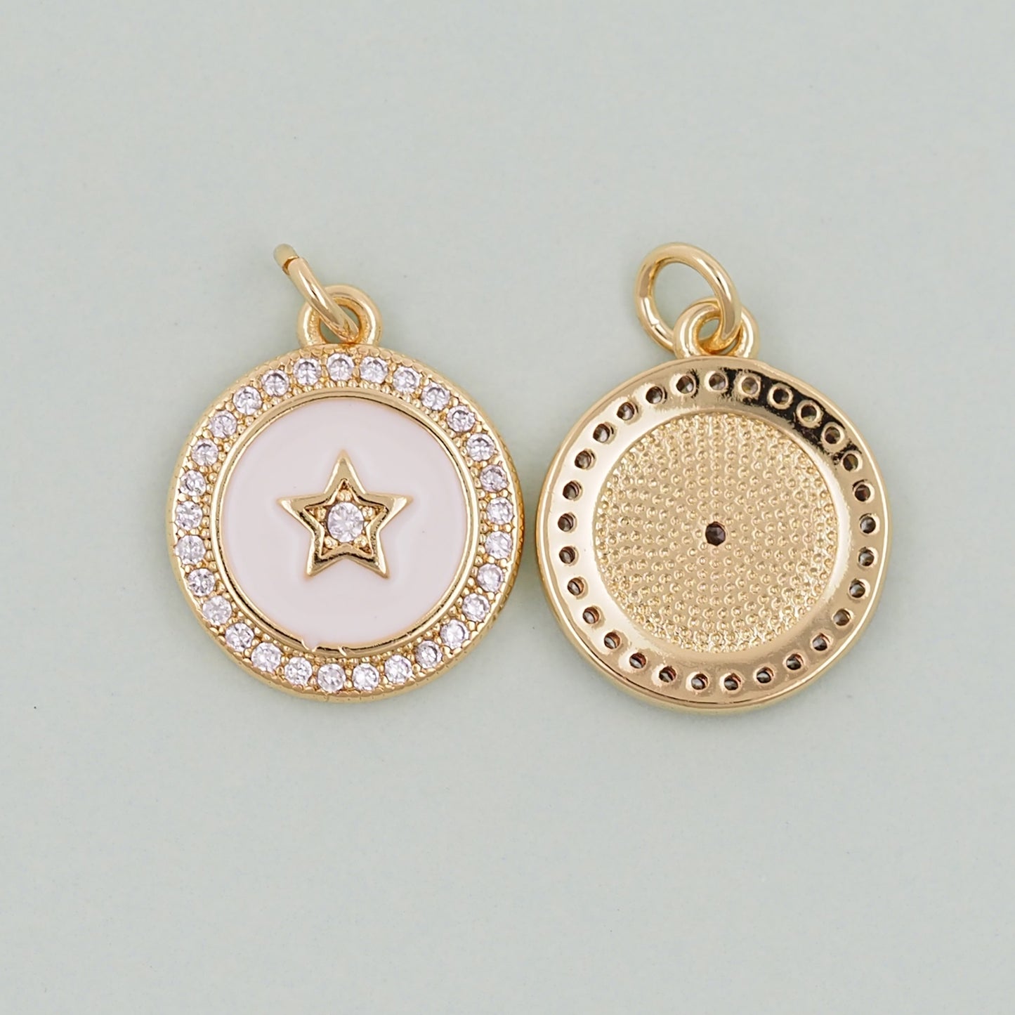 18K Gold Filled Star Pendant,CZ Micro Pave Star Charm Bracelet Necklace for DIY Jewelry Making Supply