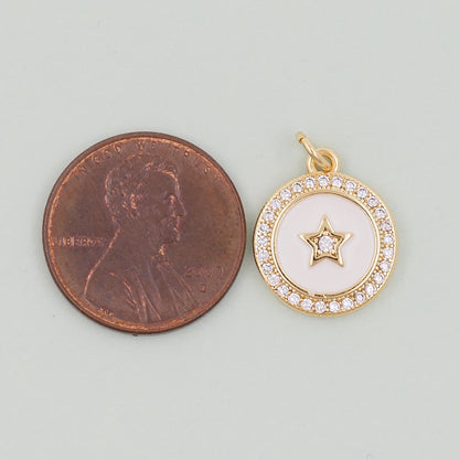 18K Gold Filled Star Pendant,CZ Micro Pave Star Charm Bracelet Necklace for DIY Jewelry Making Supply