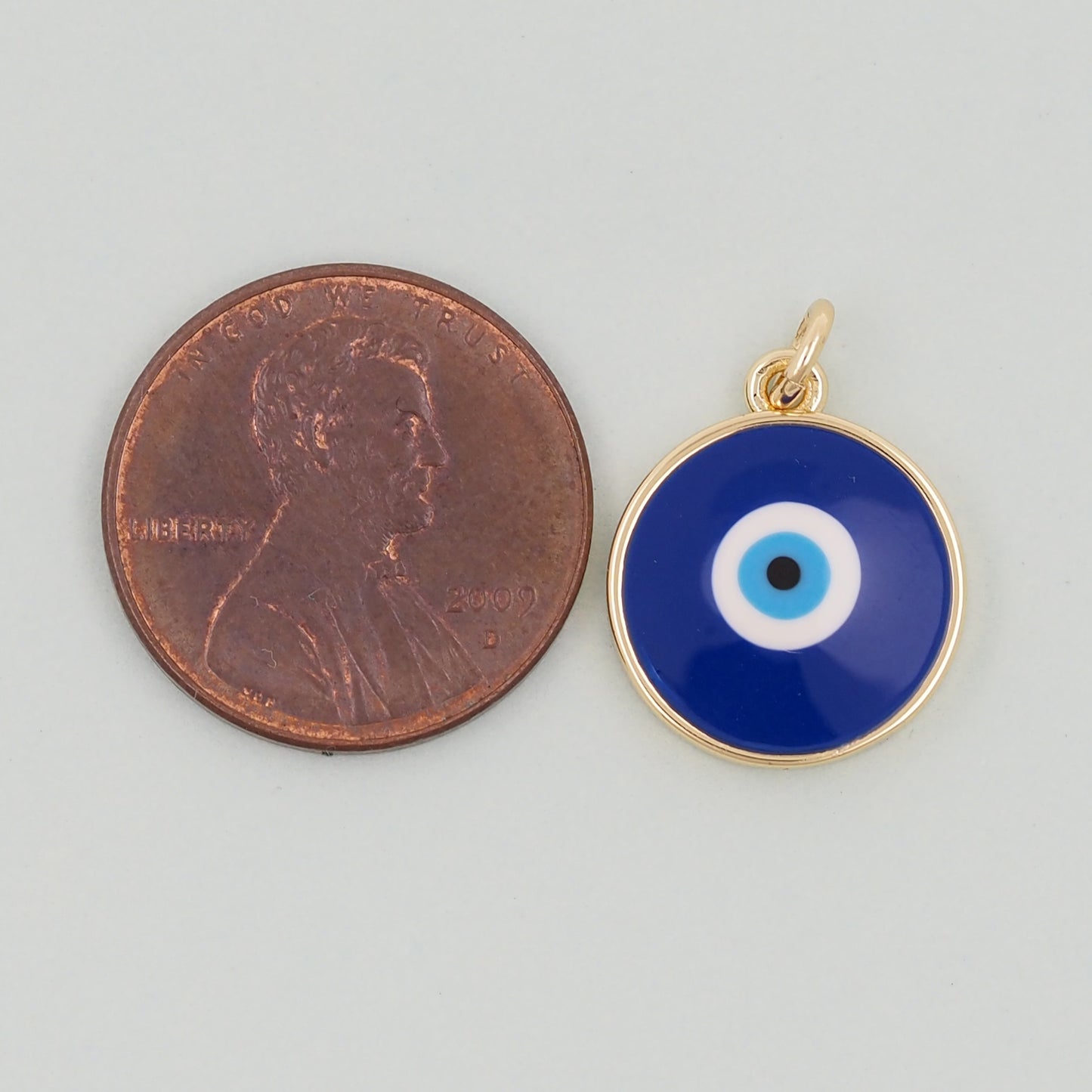 Gold Round Evil Eye Charms,18K Gold Filled Evil Eye Pendant,Enamel Evil Eye Charm Bracelet Necklace for DIY Jewelry Making Supply