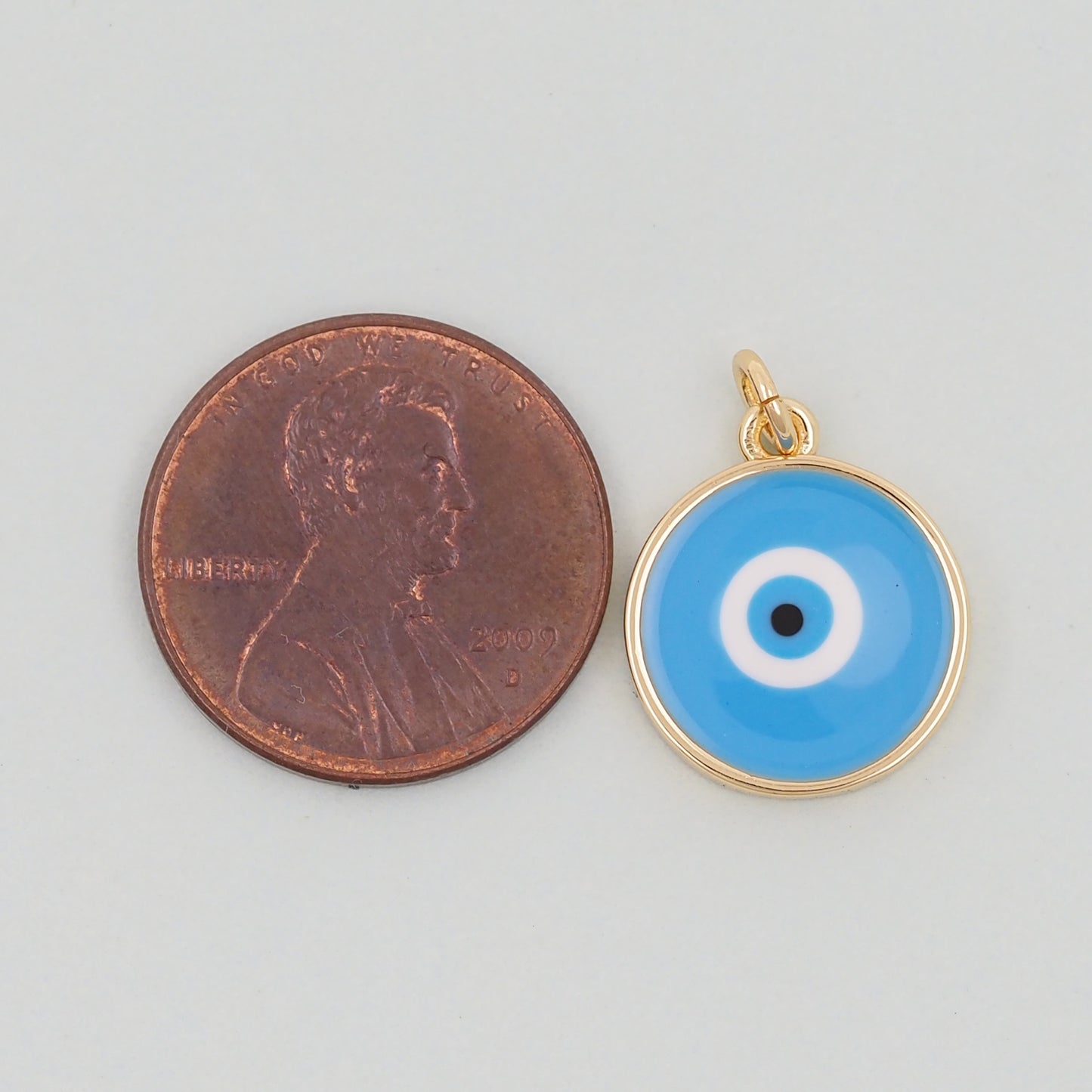 Gold Round Evil Eye Charms,18K Gold Filled Evil Eye Pendant,Enamel Evil Eye Charm Bracelet Necklace for DIY Jewelry Making Supply