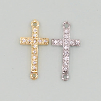 18K Gold Filled Cross Pendant,Cross Charm Bracelet Necklace for DIY Jewelry Making Supply