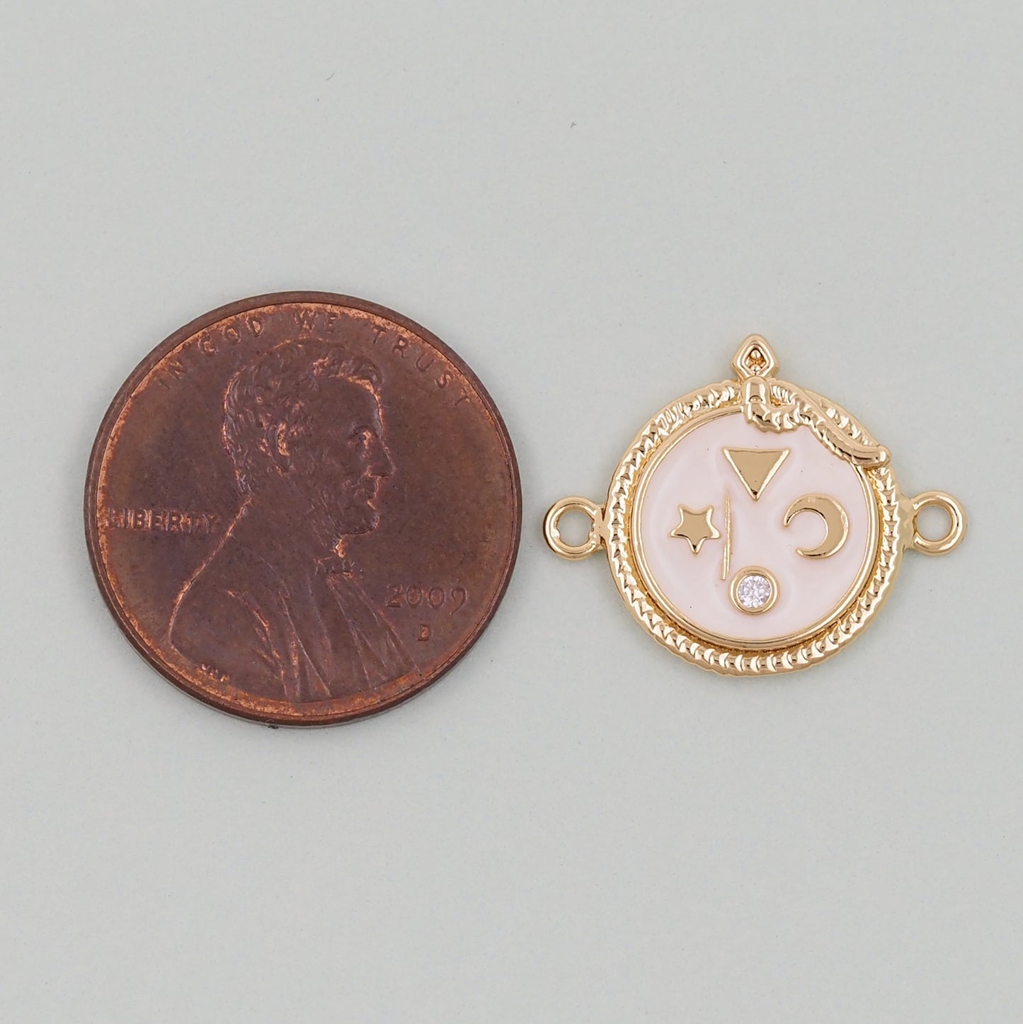 Gold Round Connector Charms,18K Gold Filled Moon Pendant,Star Charm Bracelet Necklace for DIY Jewelry Making Supply