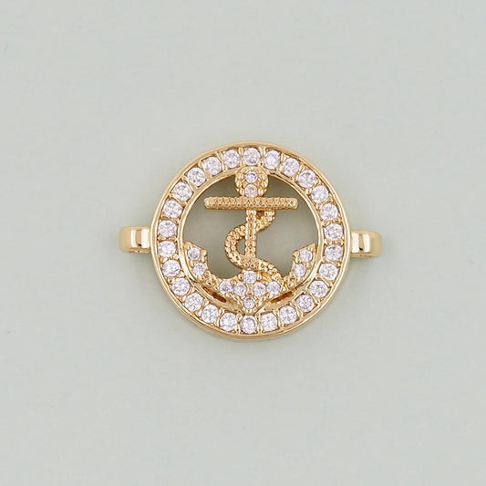 Gold Round Connector Charms,18K Gold Filled Round Pendant,Round Charm Bracelet Necklace for DIY Jewelry Making Supply