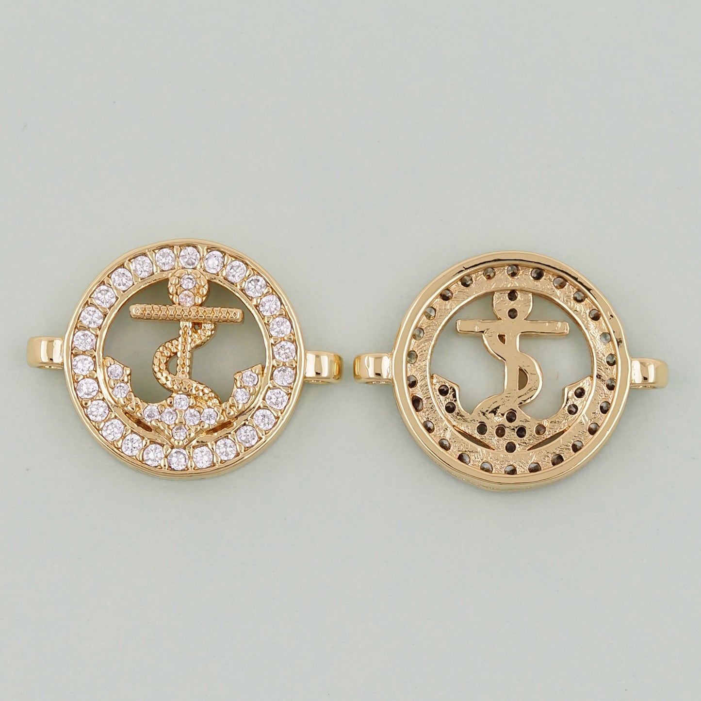 Gold Round Connector Charms,18K Gold Filled Round Pendant,Round Charm Bracelet Necklace for DIY Jewelry Making Supply
