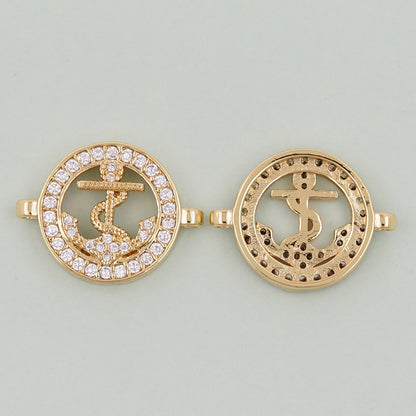Gold Round Connector Charms,18K Gold Filled Round Pendant,Round Charm Bracelet Necklace for DIY Jewelry Making Supply