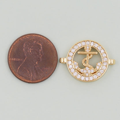 Gold Round Connector Charms,18K Gold Filled Round Pendant,Round Charm Bracelet Necklace for DIY Jewelry Making Supply