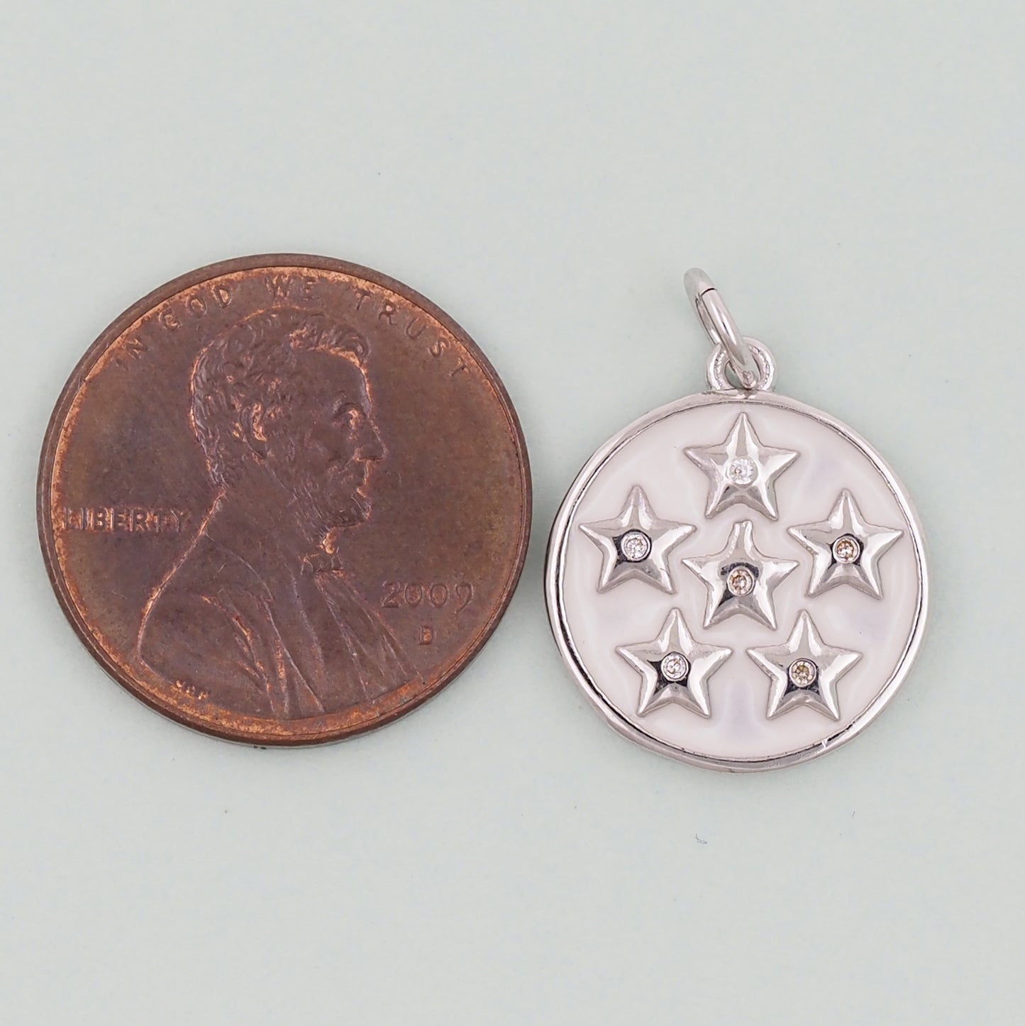 18K Gold Filled Round Star Pendant,Enamel Star Charm Bracelet Necklace for DIY Jewelry Making Supply