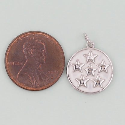 18K Gold Filled Round Star Pendant,Enamel Star Charm Bracelet Necklace for DIY Jewelry Making Supply
