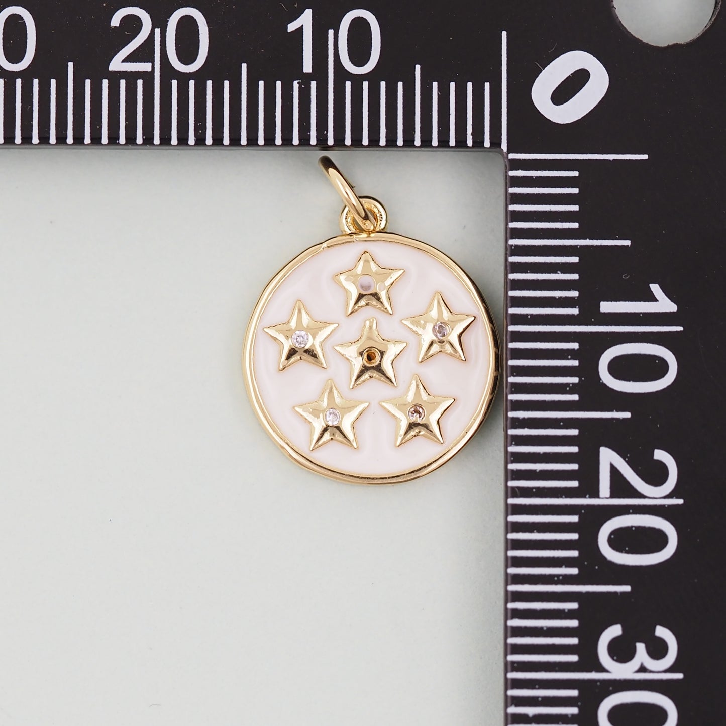 18K Gold Filled Round Star Pendant,Enamel Star Charm Bracelet Necklace for DIY Jewelry Making Supply