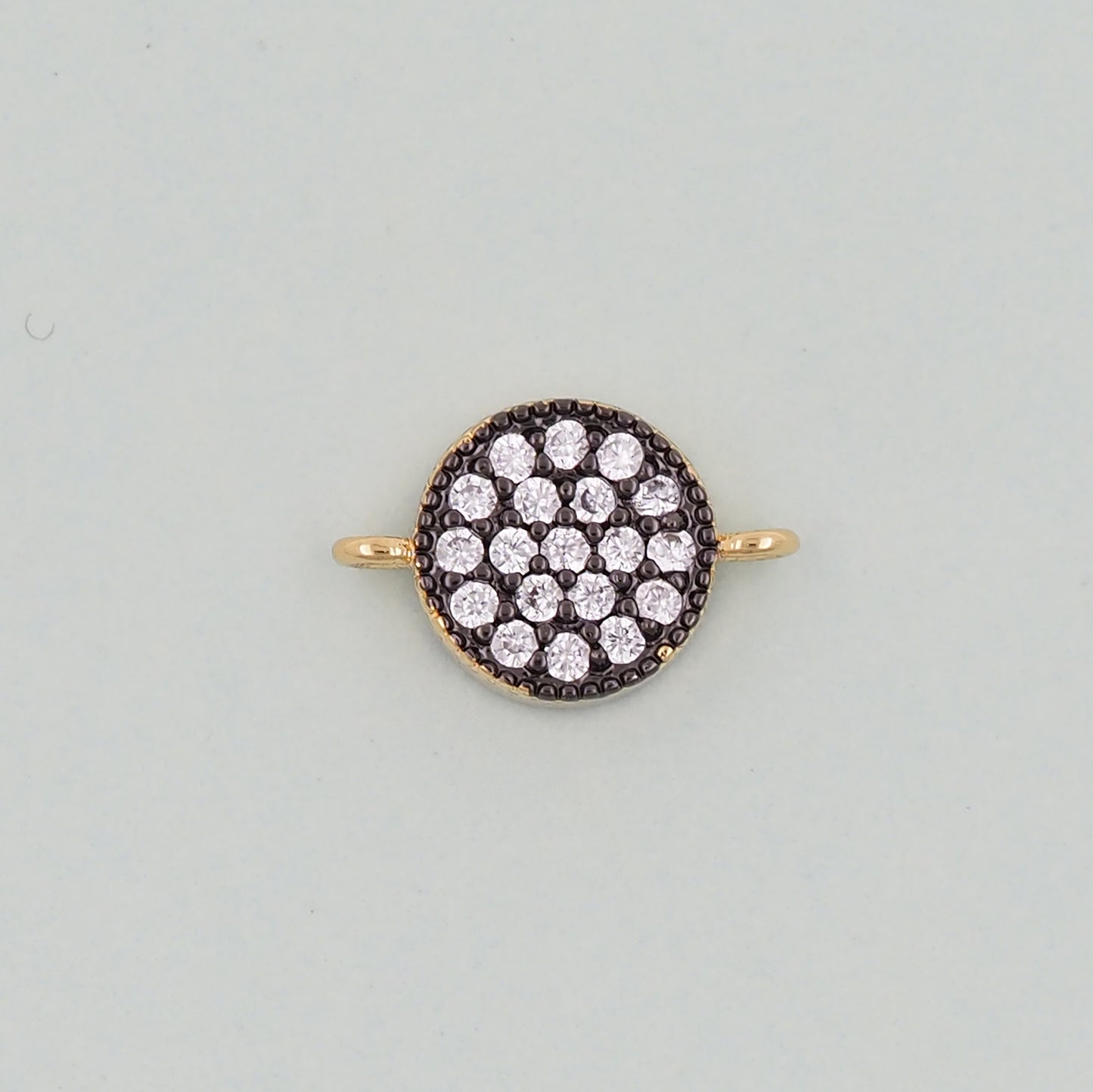 18K Gold Filled Round Pendant,CZ Micro Pave  Round Charm Bracelet Necklace for DIY Jewelry Making Supply