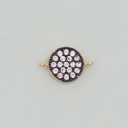 18K Gold Filled Round Pendant,CZ Micro Pave  Round Charm Bracelet Necklace for DIY Jewelry Making Supply