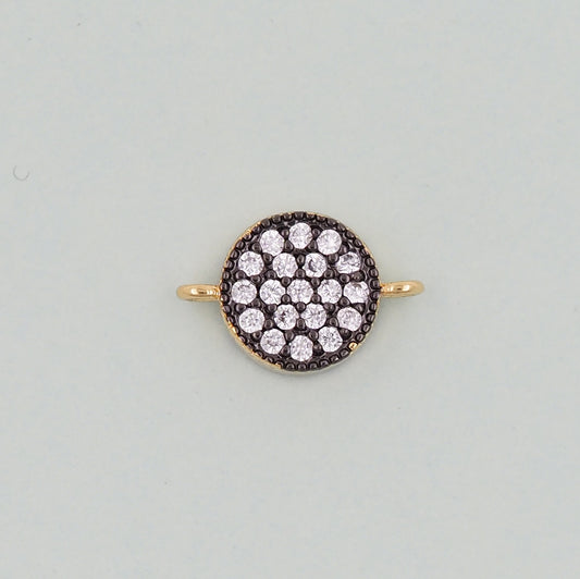 18K Gold Filled Round Pendant,CZ Micro Pave  Round Charm Bracelet Necklace for DIY Jewelry Making Supply