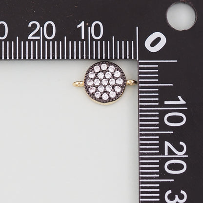18K Gold Filled Round Pendant,CZ Micro Pave  Round Charm Bracelet Necklace for DIY Jewelry Making Supply