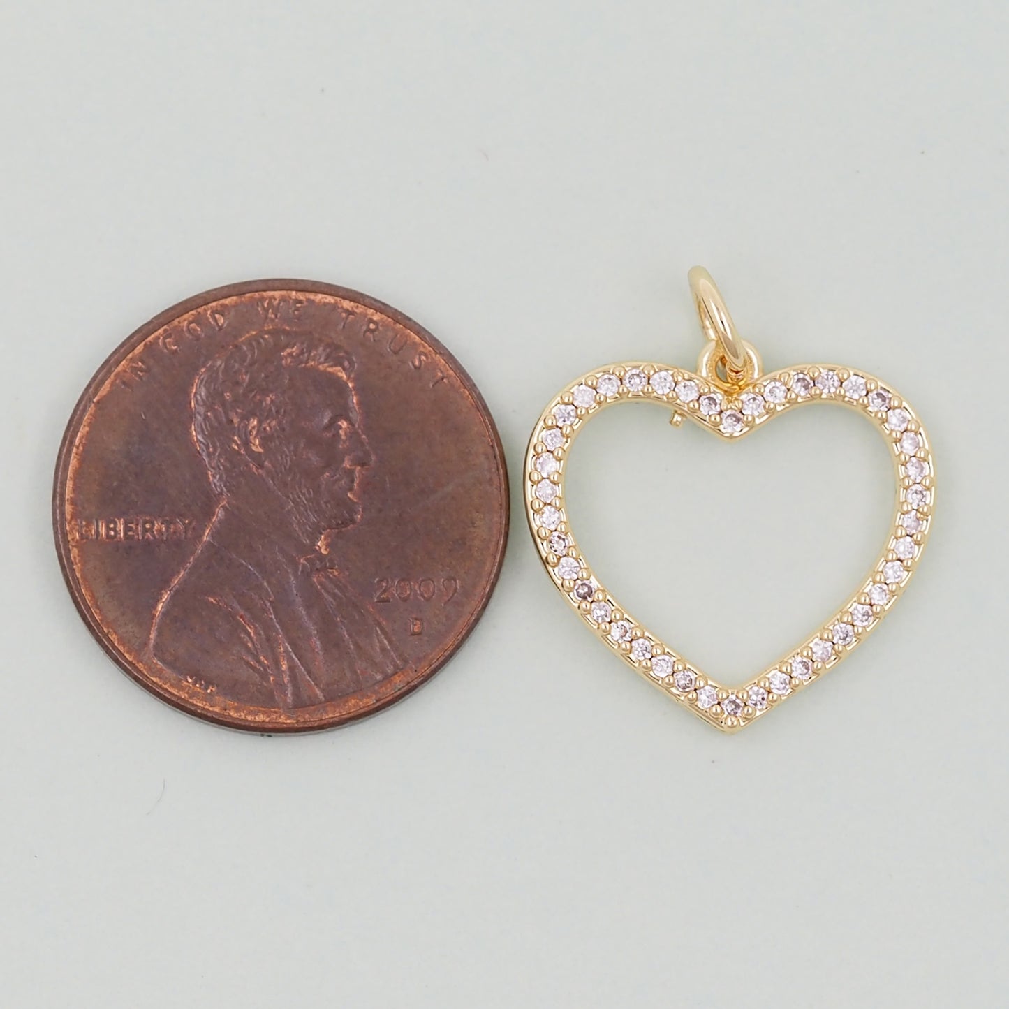 18K Gold Filled Heart Pendant,CZ Micro Pave Heart Charm Bracelet Necklace for DIY Jewelry Making Supply