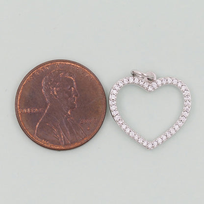 18K Gold Filled Heart Pendant,CZ Micro Pave Heart Charm Bracelet Necklace for DIY Jewelry Making Supply