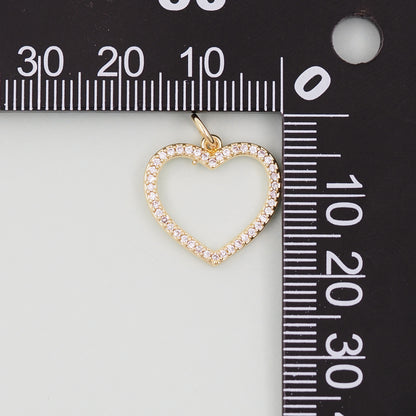18K Gold Filled Heart Pendant,CZ Micro Pave Heart Charm Bracelet Necklace for DIY Jewelry Making Supply