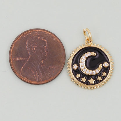 Gold Celestial Charms,18K Gold Filled Star Pendant,Moon Charm Bracelet Necklace for DIY Jewelry Making Supply